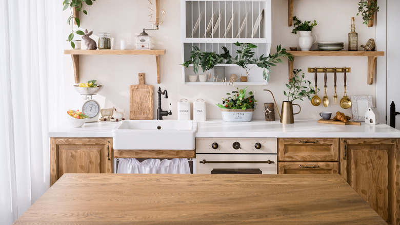 Bright vintage kitchen with a retro stove in the center