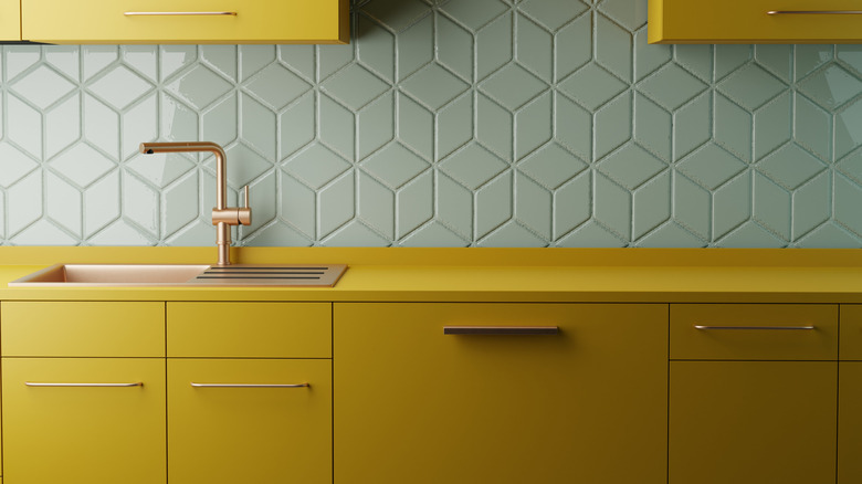 Bright yellow kitchen counter