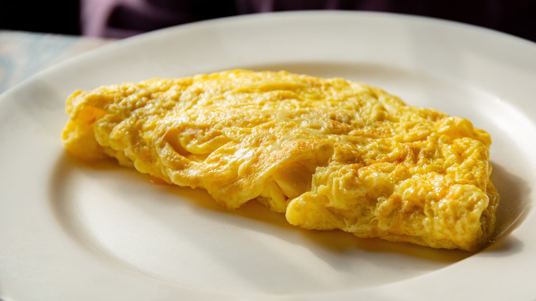 Plain omelet on a plate