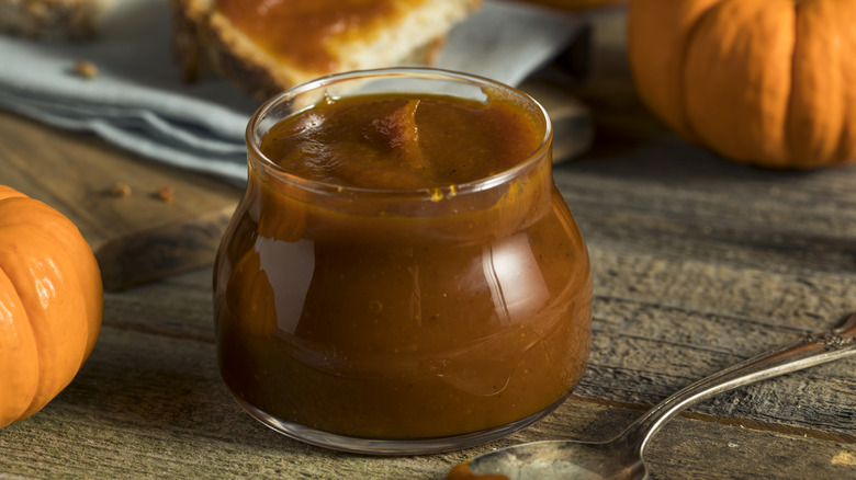 A jar of homemade pumpkin butter