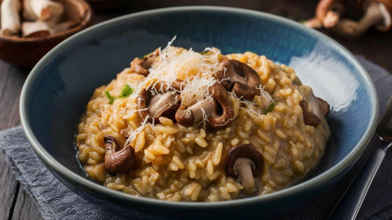 A bowl of porcini mushroom risotto