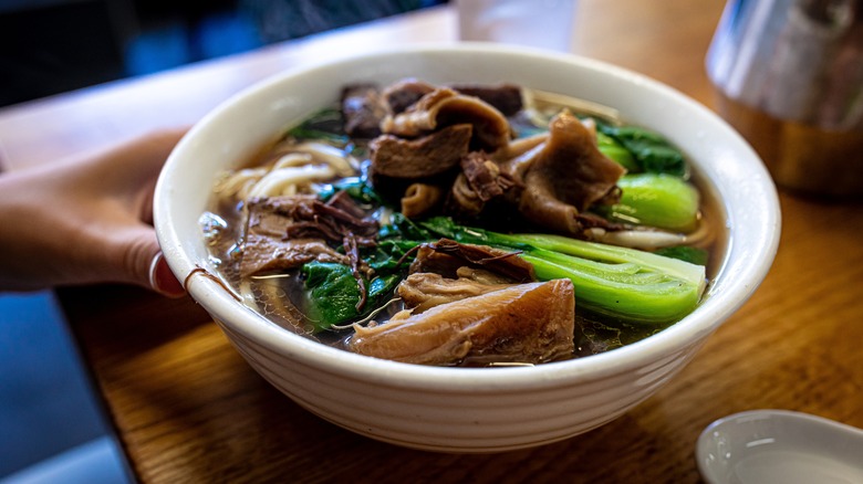 A bowl of Taiwanese beef noodle soup