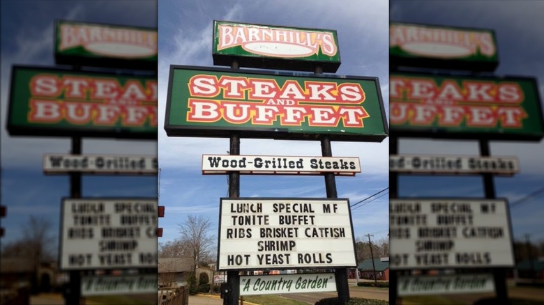 Barnhill's Steaks & Buffet sign