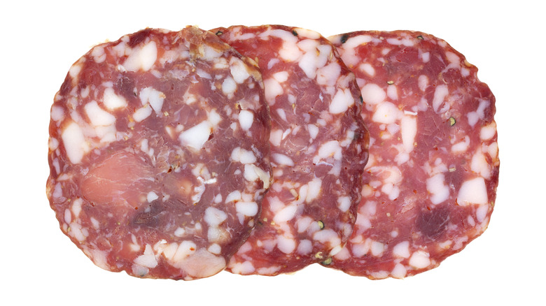 three slices up pork sopressata