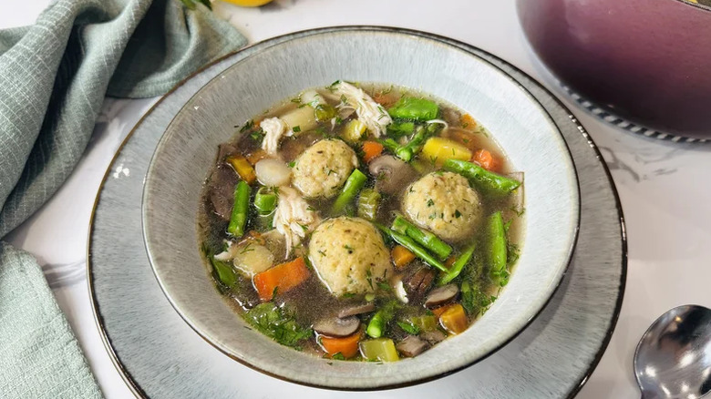 Chicken soup with herbed matzo balls