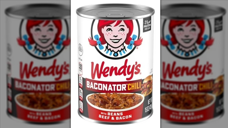 A can of Wendy's Baconator chili