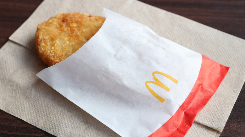 McDonald's hash brown in paper bag