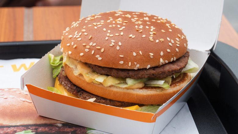 McDonald's Big Mac burger in cardboard carton