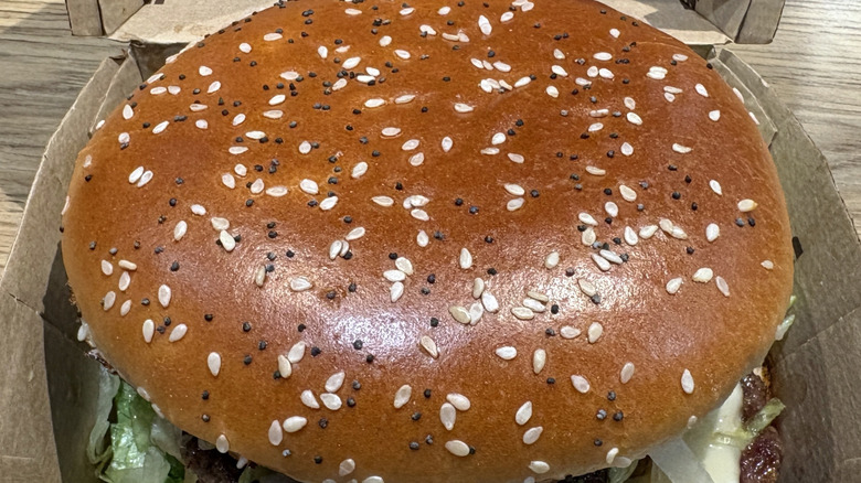 Close up of McDonald's seeded burger bun