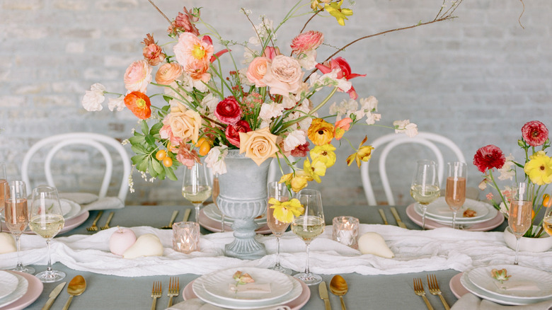 Beautiful floral arrangement designed as table centerpiece