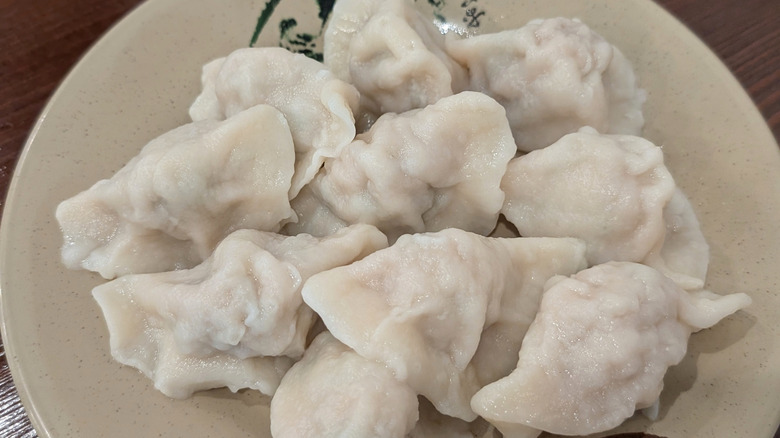 Soft boiled dumplings on a plate