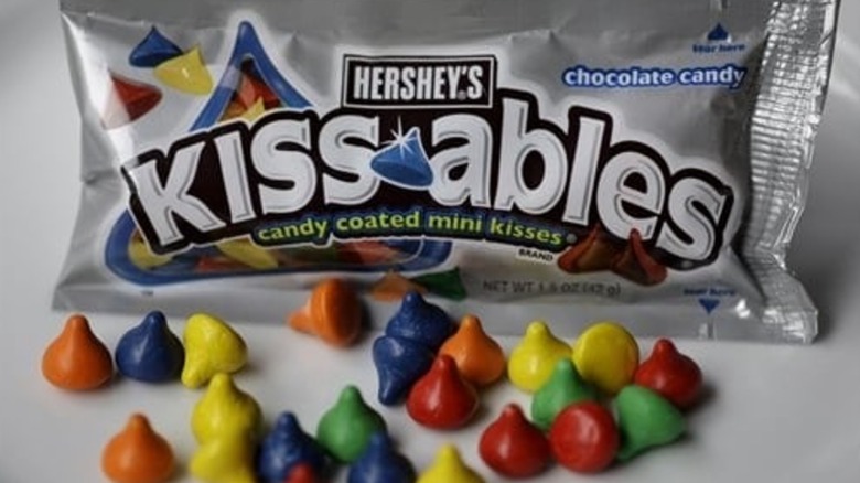 Bag of Hershey's Kissables with candies in front