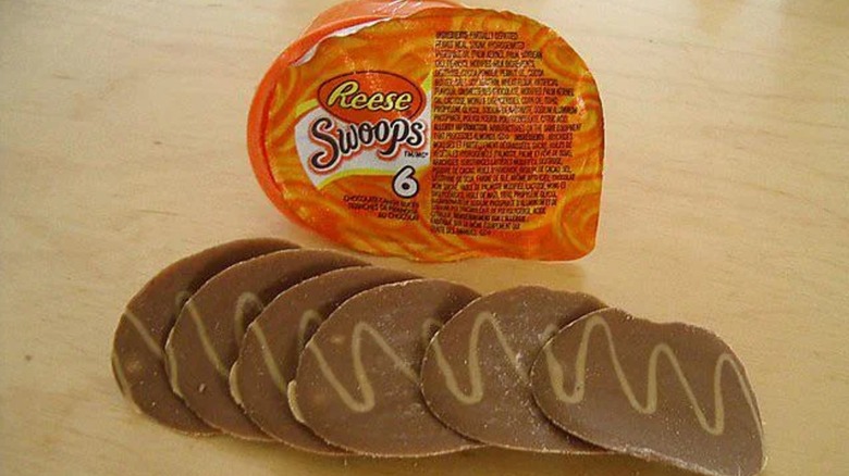 Six Reese Swoops on table in front of packaging