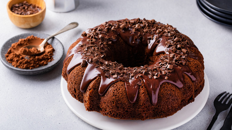 Chocolate Bundt cake with chocolate ganache