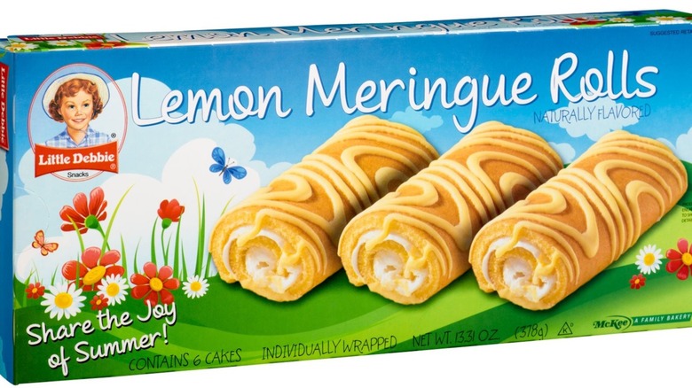 Little Debbie Lemon Meringue Rolls box showing 3 rolls