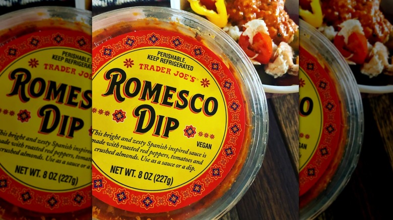 Container of Trader Joe's Romesco Dip