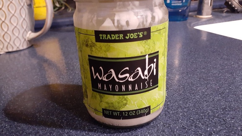 Trader Joe's Wasabi Mayonnaise on grey countertop