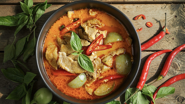 A bowl of Thai red curry