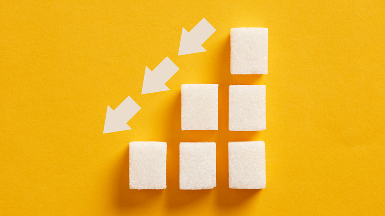 sugar cubes with descending arrows