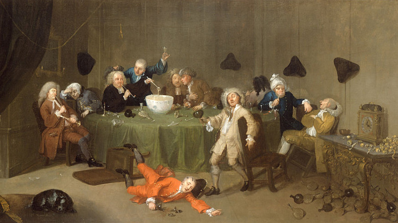 A Midnight Modern Conversation William Hogarth British, 1733.