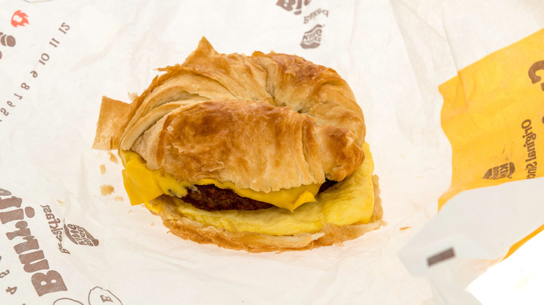 Burger King Croissan'wich in paper wrapper