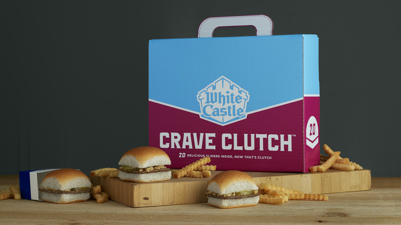 White Castle Crave Clutch Box and sliders.