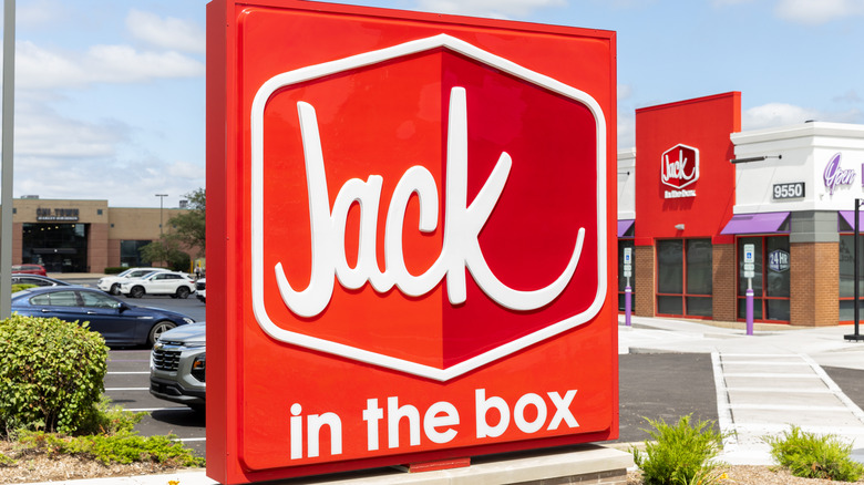 Signage and exterior of Jack in the Box restaurant