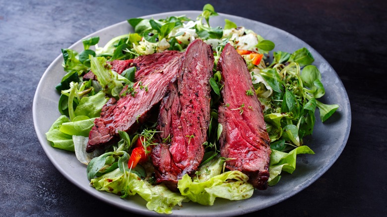 Flap steak salad with cherry balsamic