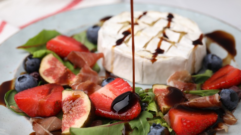 Fig balsamic dressing on a salad