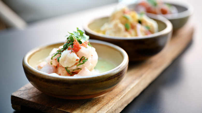 Mango white balsamic in fresh ceviche