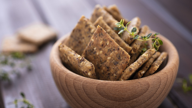 bowl of seed crackers