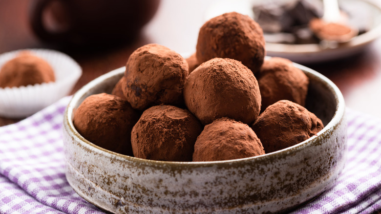 chocolate truffles in bowl