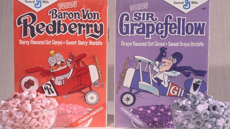 Baron von Redberry and Sir Grapefellow cereals with bowls