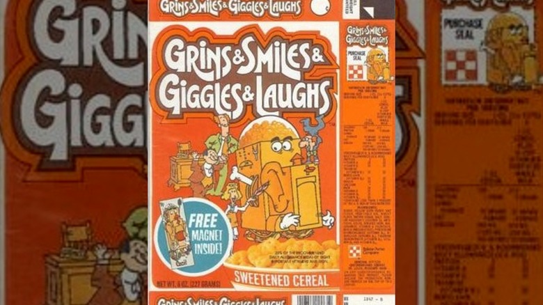 Grins & Smiles & Giggles & Laughs cereal box
