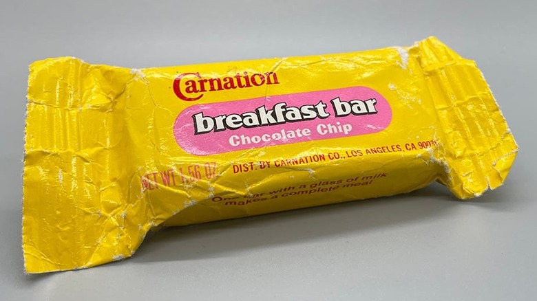 Carnation Chocolate Chip Breakfast Bar in plastic wrapper