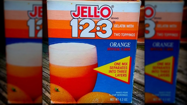 Jell-O 1-2-3 orange-flavored dessert packaging