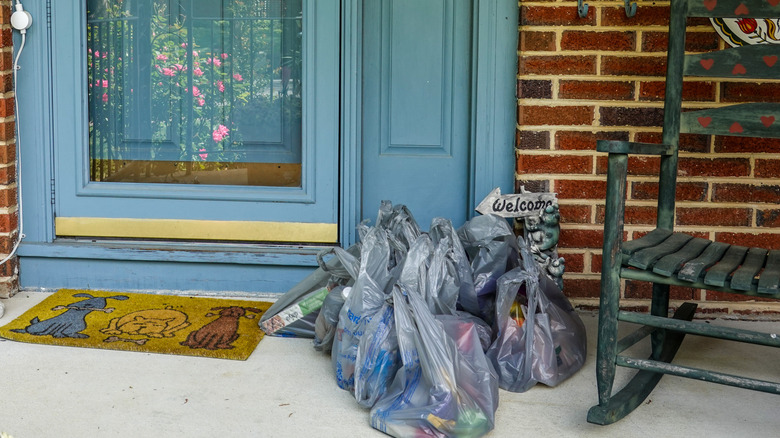 Delivery groceries sitting in front of front house door