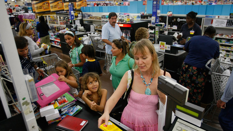Busy Walmart checkout area