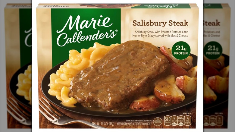 Box of Marie Callender's Salisbury Steak frozen meal