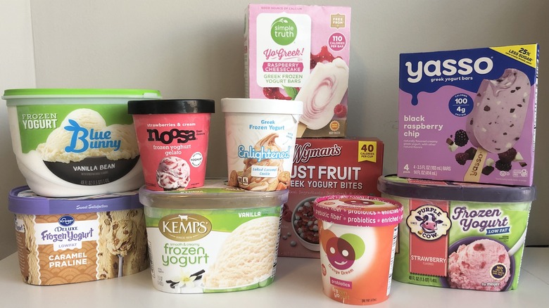 10 containers of frozen yogurt