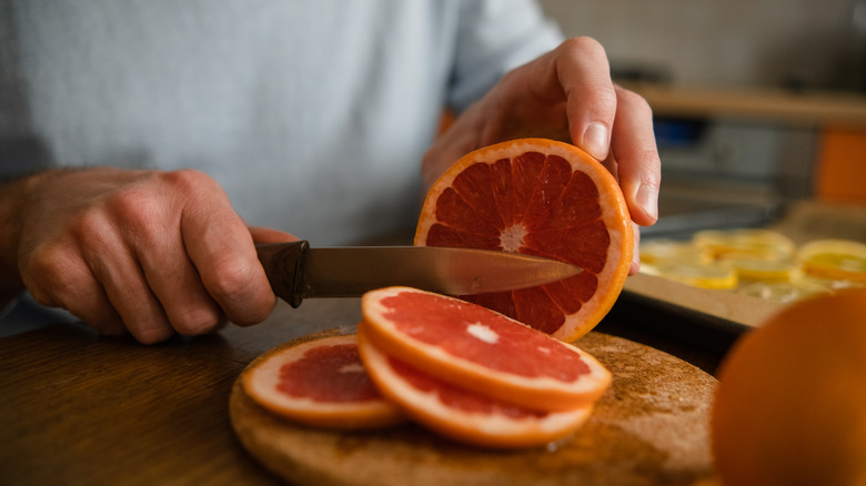 Cross sections of grapefruit sliced