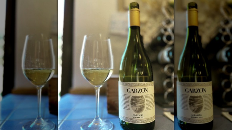 bottle and glass of white wine