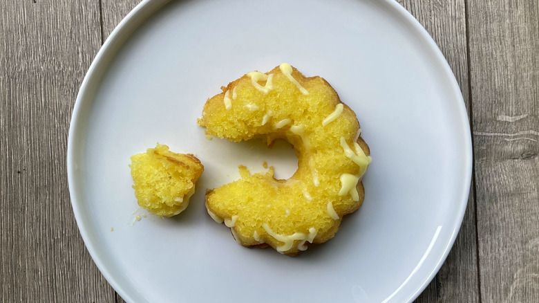 Lemon Bundt Cake sliced on a plate