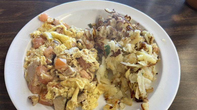plate of eggs and hashbrowns