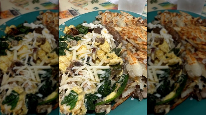 Plate of eggs and hash browns