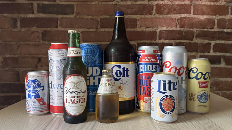 American beers against brick background