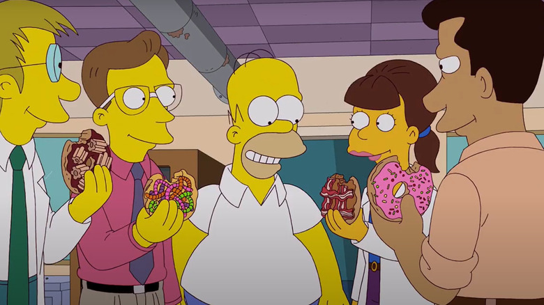 Homer Simpson staring at a pink sprinkle donut