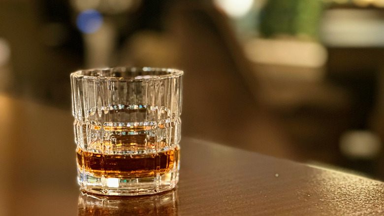 A glass of bourbon neat