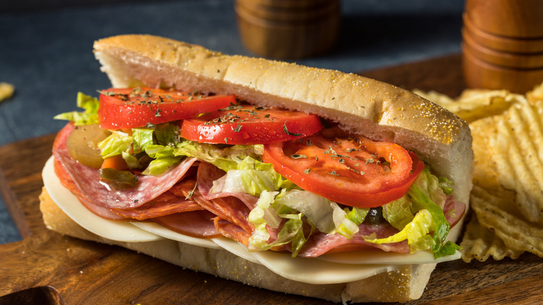 close up of a classic Italian sub
