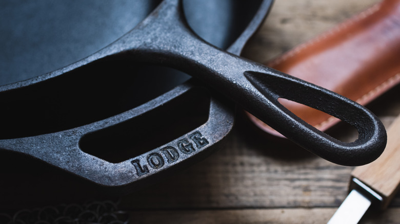 Two Lodge Cast Iron skillets stacked